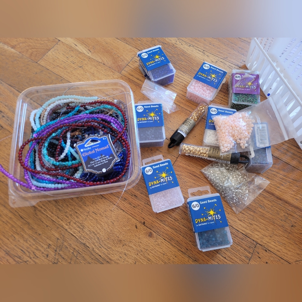 Large Assorted Glass Seed Bead Collection More Than What Is Pictured